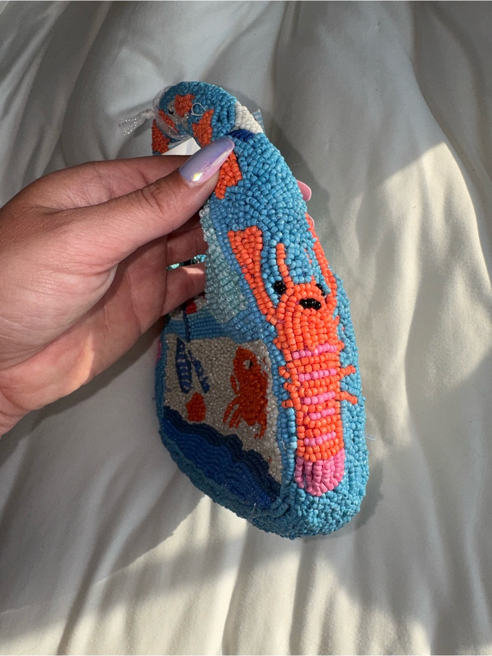 Crab at the Beach Beaded Handbag Handmade in India New with Tags - Picture 5 of 13